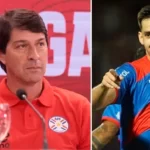 Daniel Garneto, DT de la Albirroja, y Damián Bobadilla, jugador de Cerro Porteño.