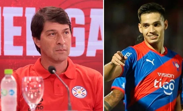 Daniel Garneto, DT de la Albirroja, y Damián Bobadilla, jugador de Cerro Porteño.